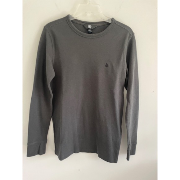 Volcom Other - Volcom Mens Long Sleeve Thermal Waffle Knit Shirt Charcoal Gray Stone Logo Small